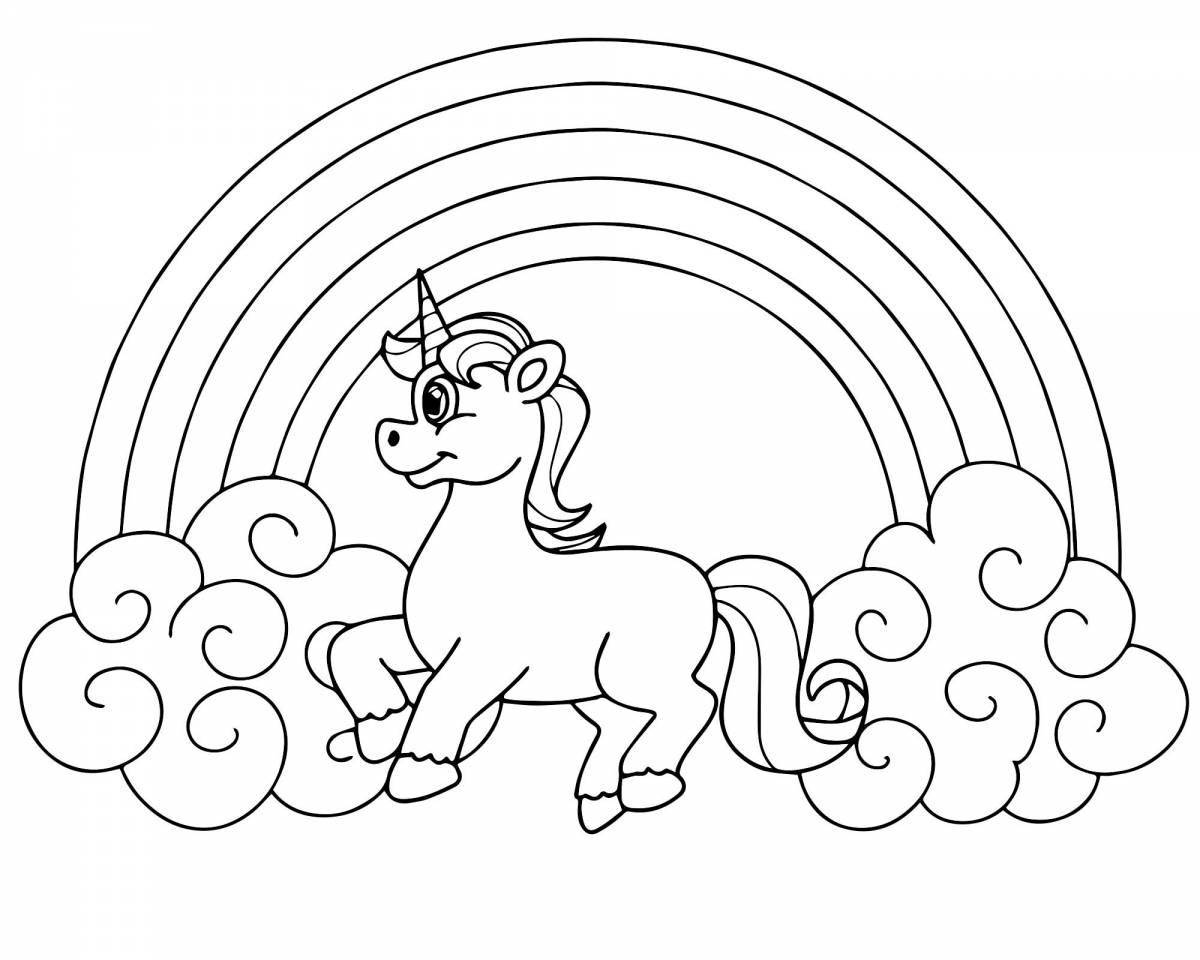 Sky coloring unicorn with rainbow