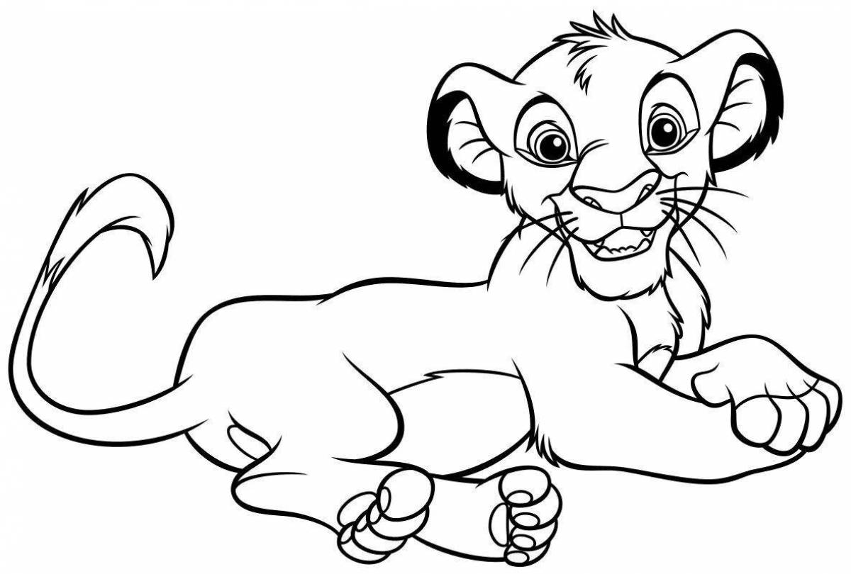 Adorable lion cub coloring
