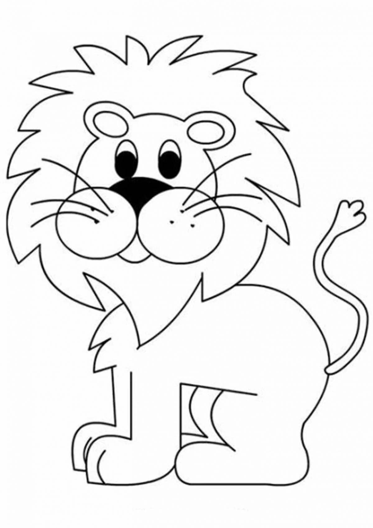 Coloring book playful lion cub
