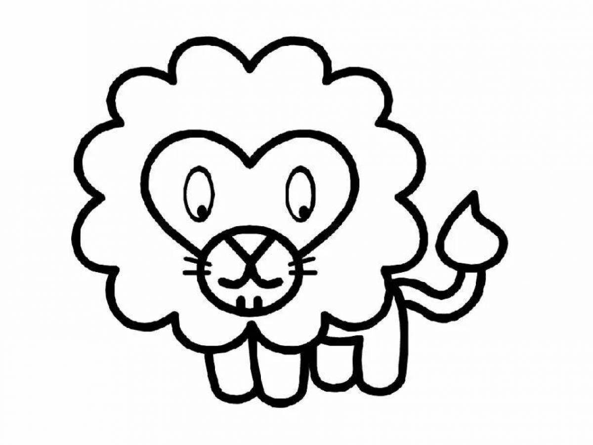 Coloring funny lion cub