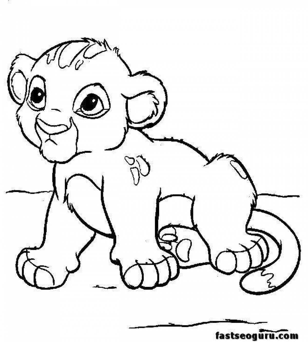 Coloring book brave lion cub