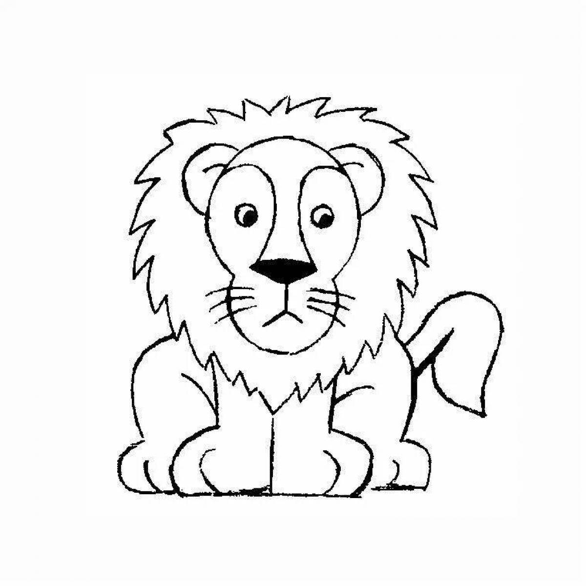 Привлекательная страница раскраски львенка