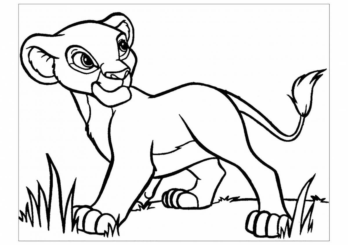 Coloring book humorous lion cub