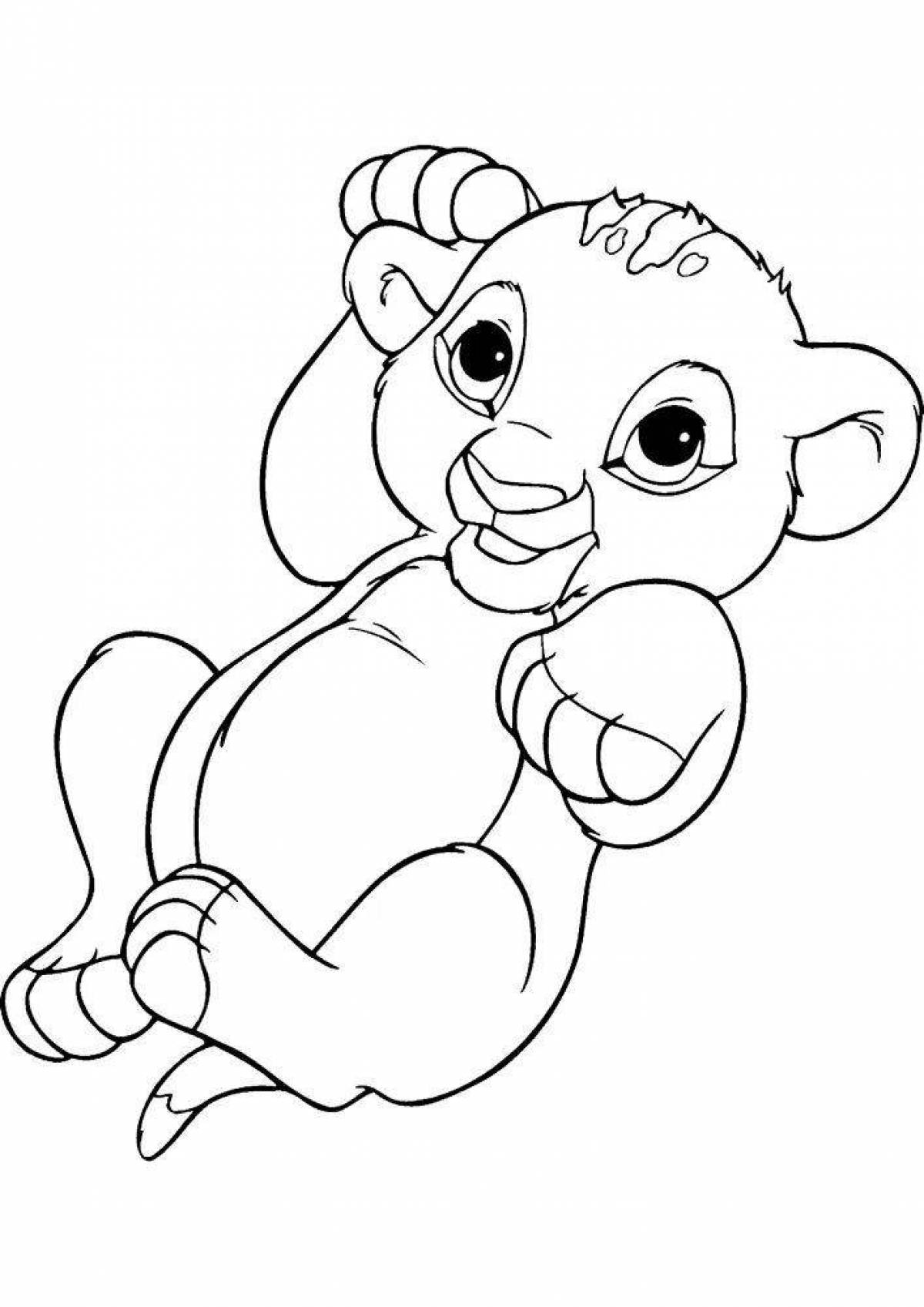 Inviting lion cub coloring page