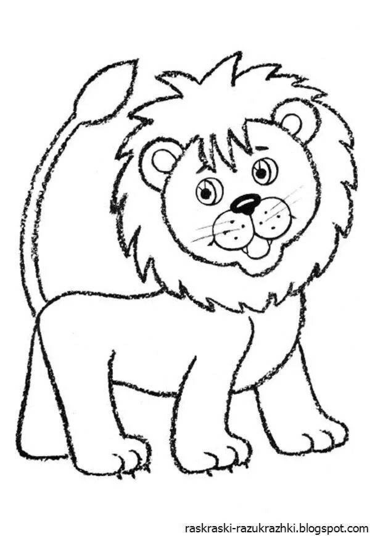 Charming coloring lion cub