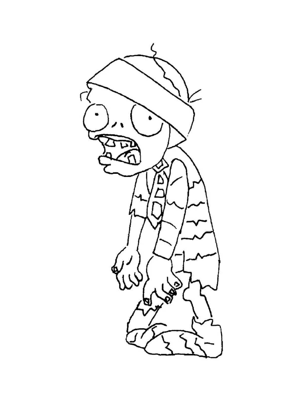 Nerving zombie coloring page for kids