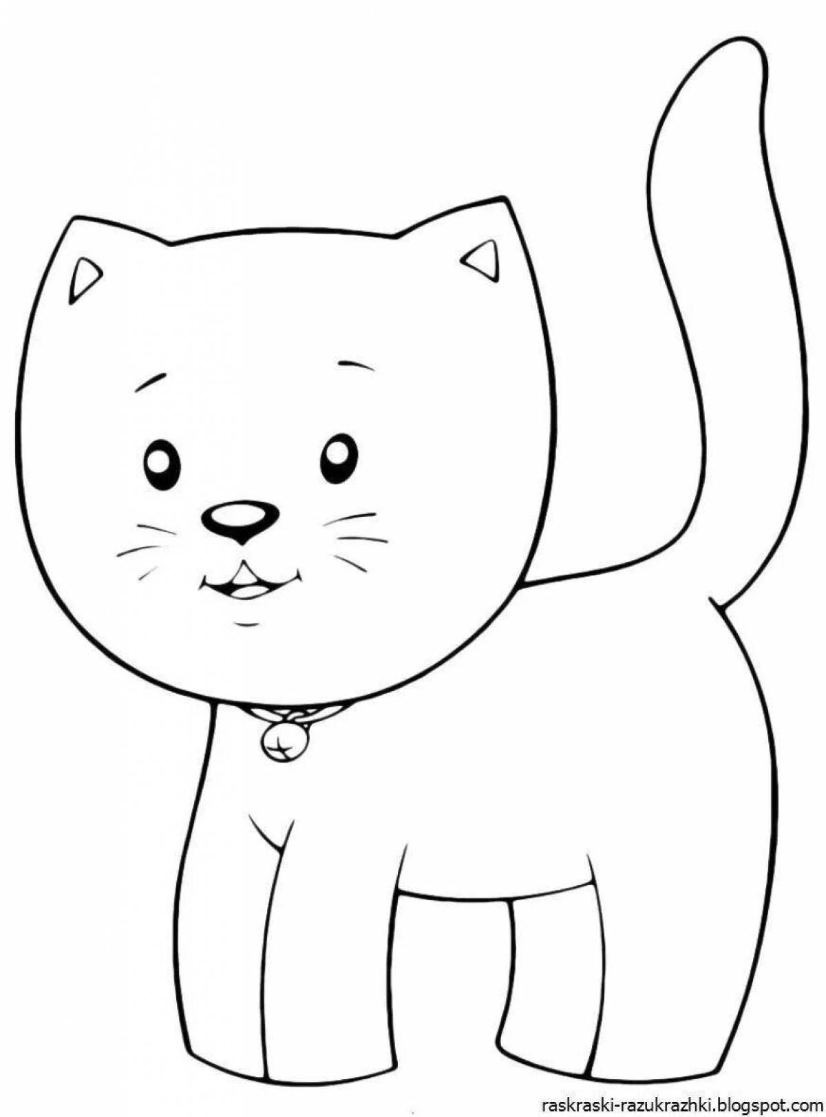 Colorful cat coloring page for kids
