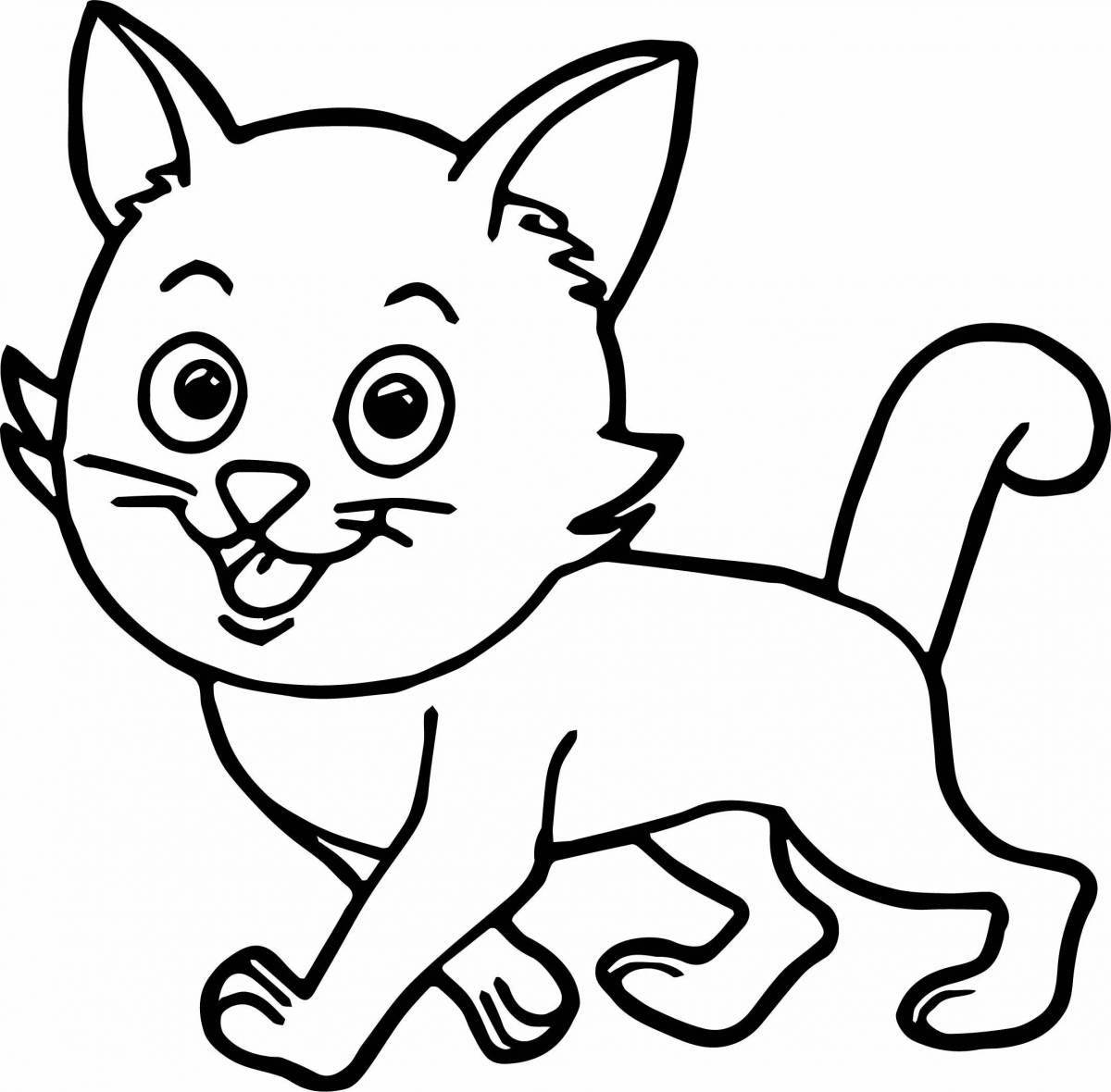 Coloring funny cat for kids
