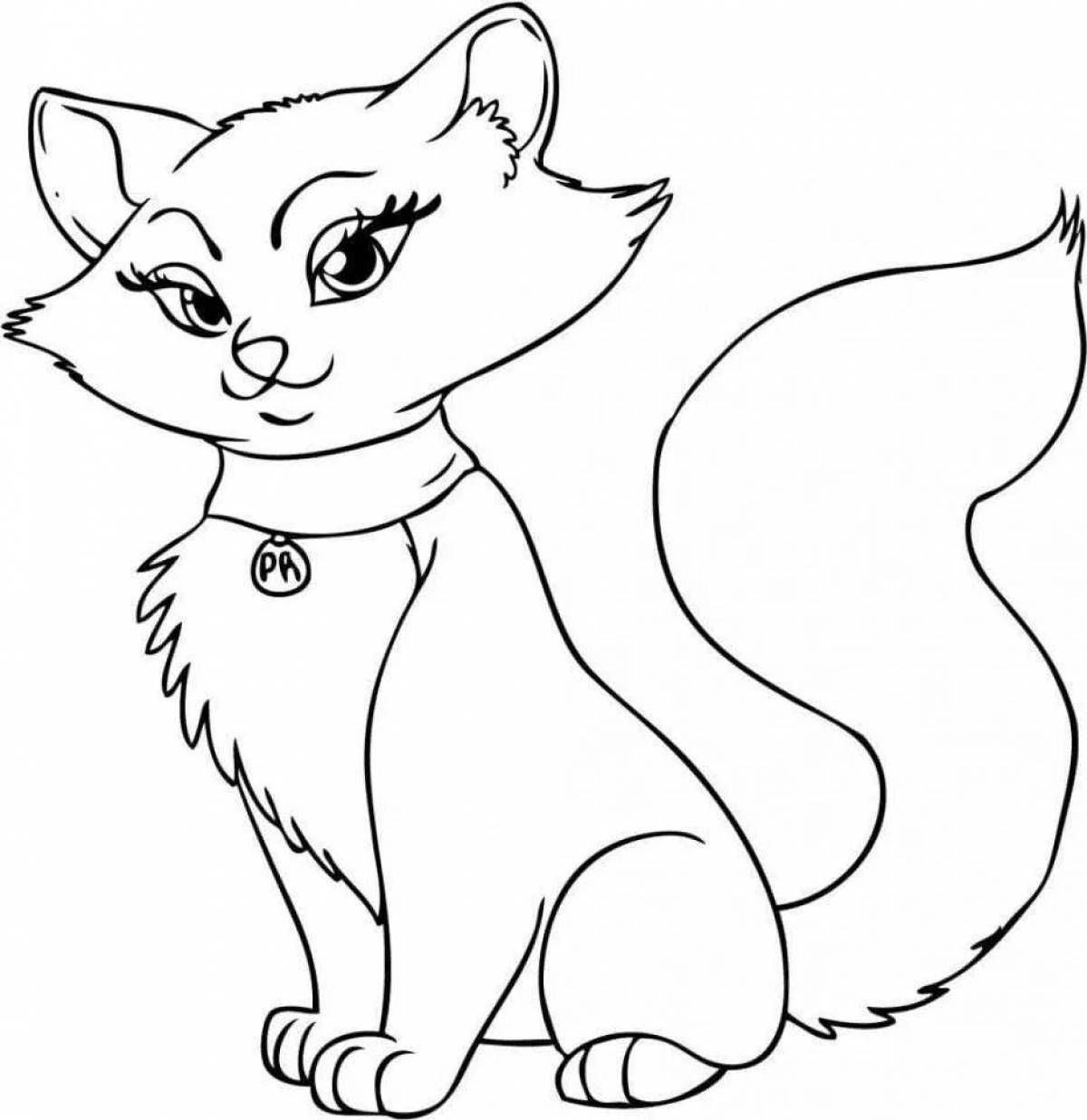 Joyful cat coloring for kids