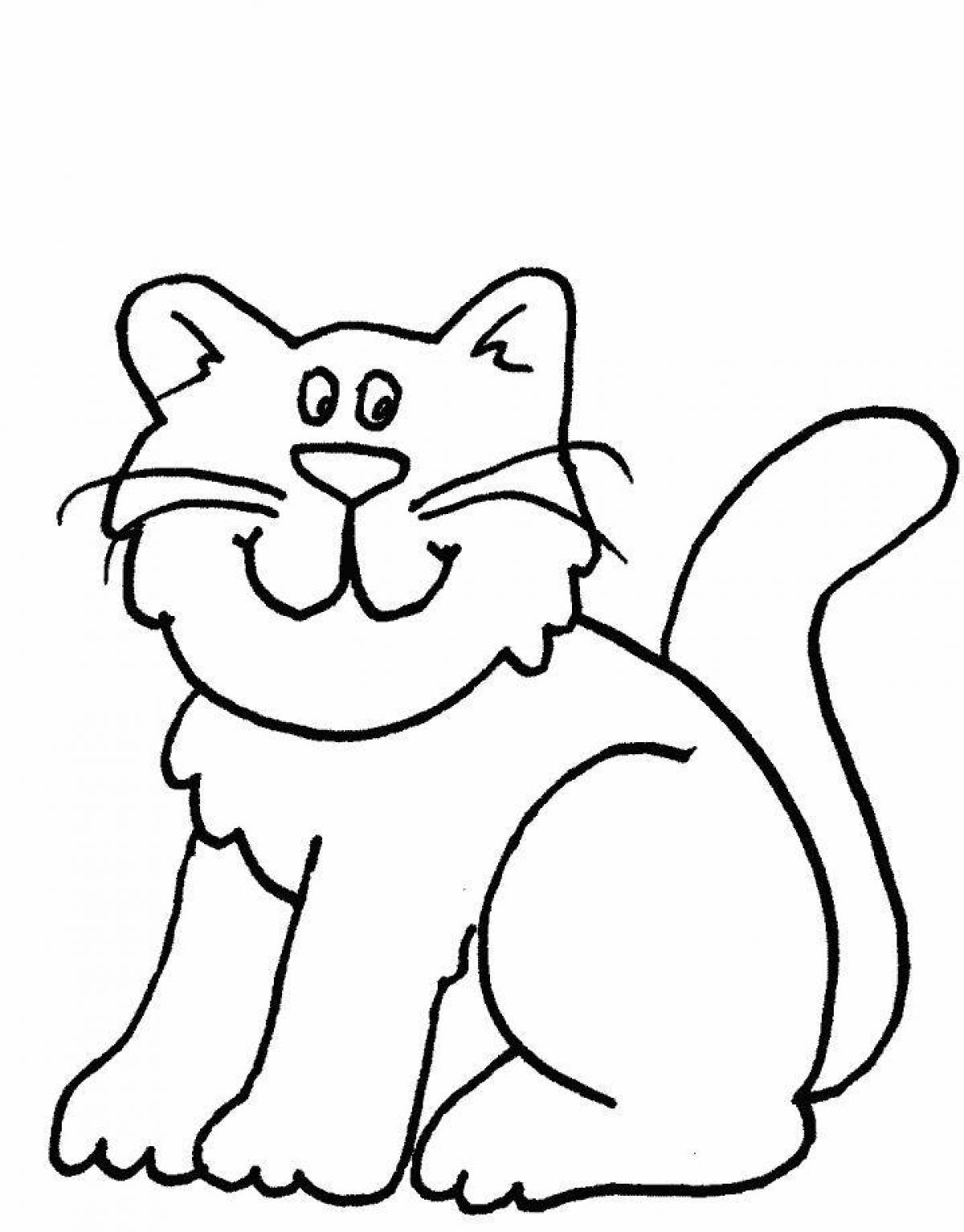 Coloring page friendly cat for kids