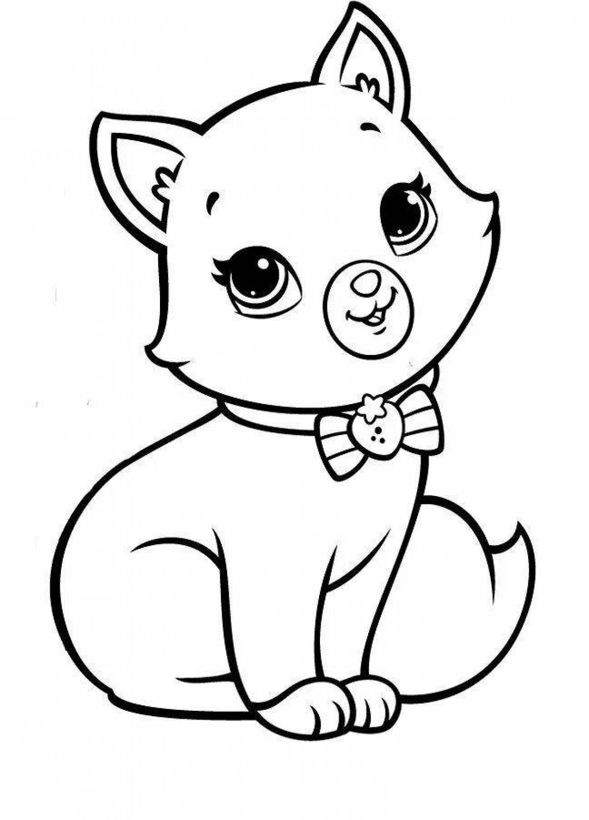 Coloring book inquisitive cat for kids