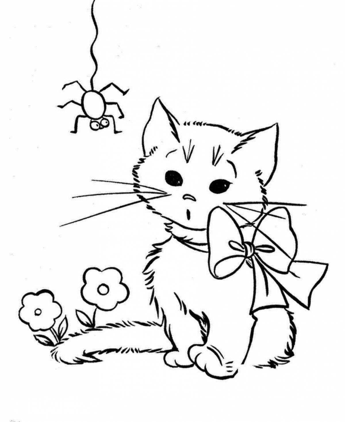 Curious cat coloring pages for kids