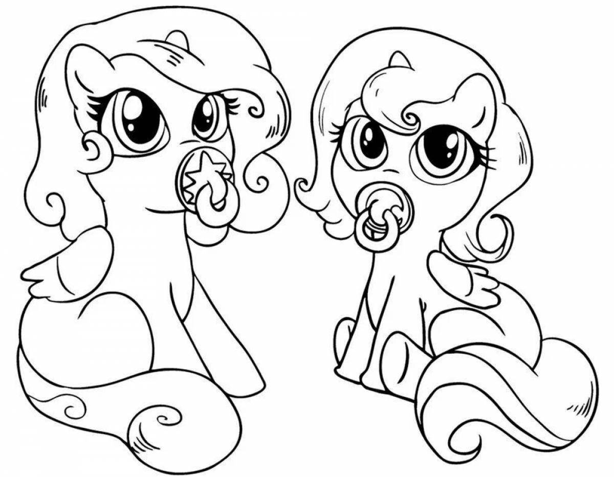 Coloring pages dazzling little ponies for kids