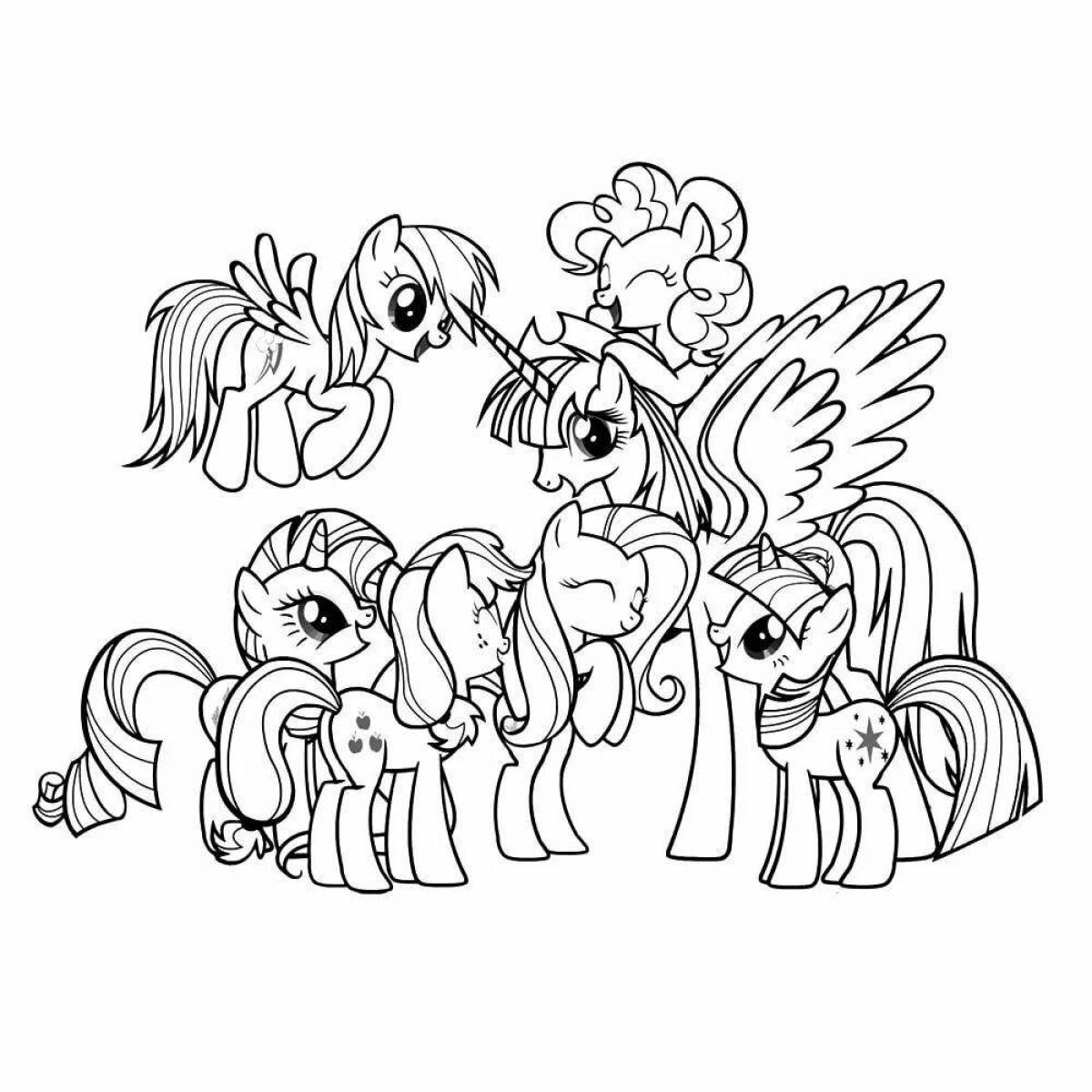 Unique little pony coloring book for kids