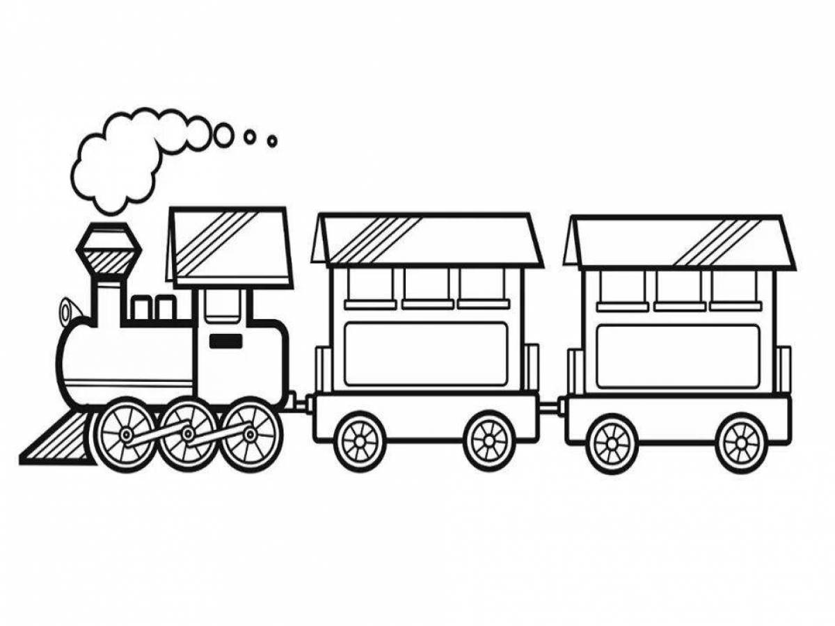 Яркая раскраска поезда для детей 3-4 лет