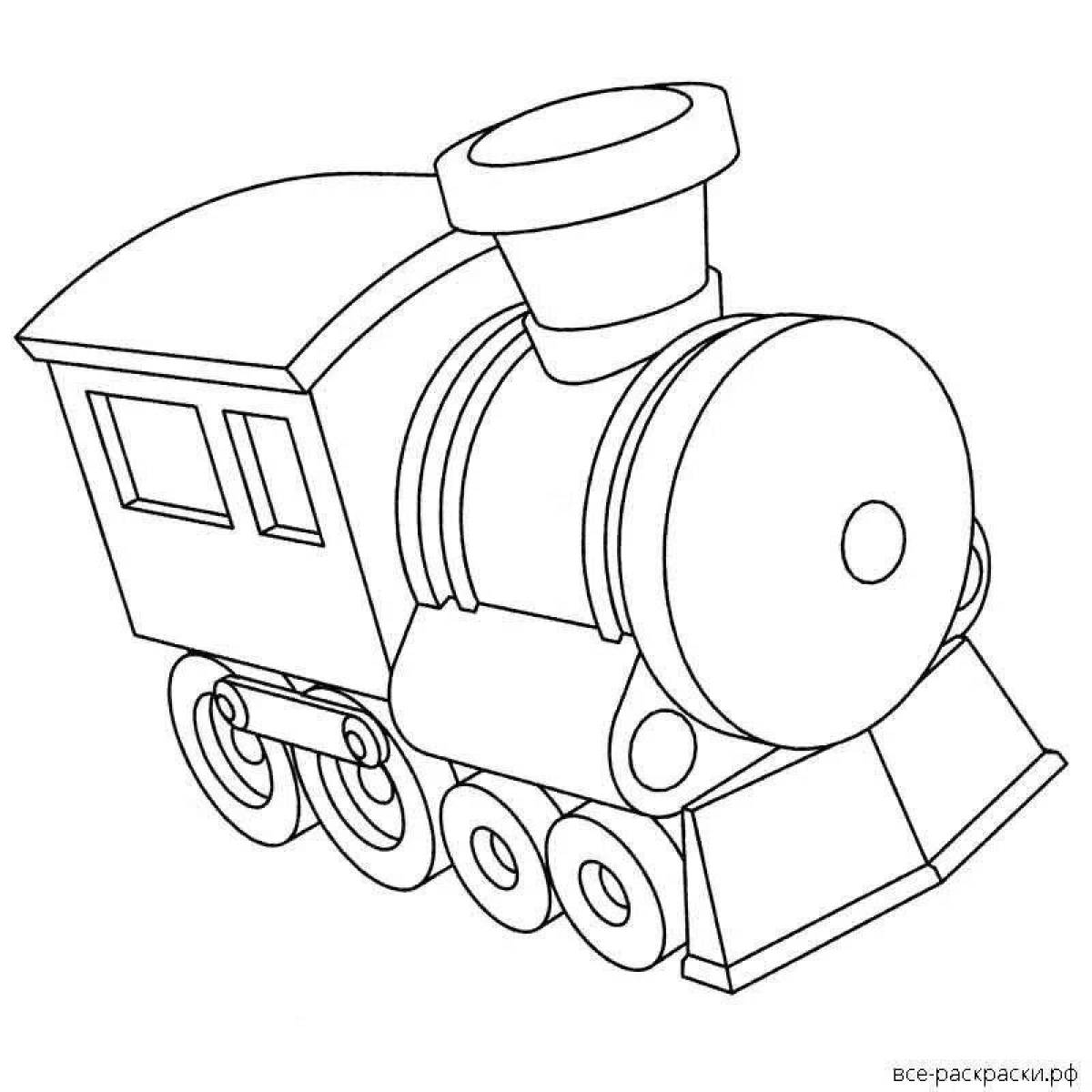 Coloring book funny train for children 3-4 years old