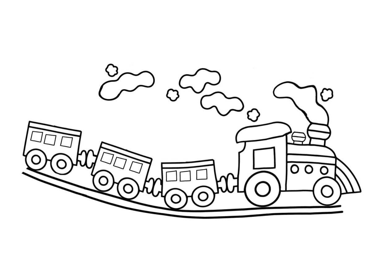 Креативная раскраска поезда для детей 3-4 лет