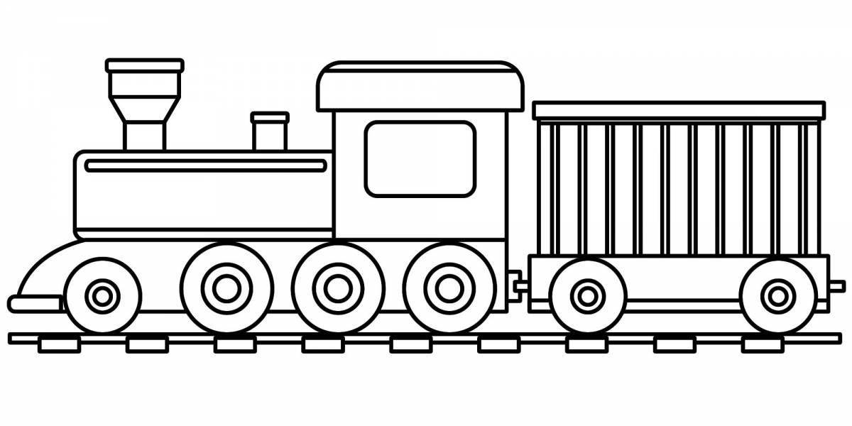 Colorful train coloring book for 3-4 year olds