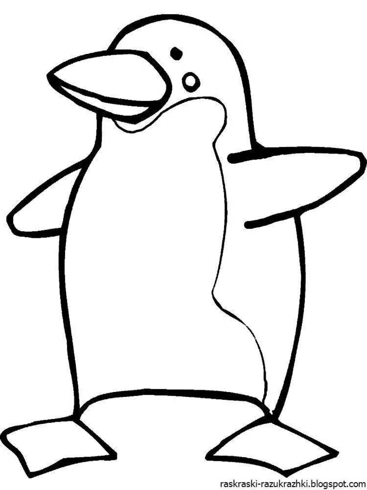 Забавный пингвин-раскраска