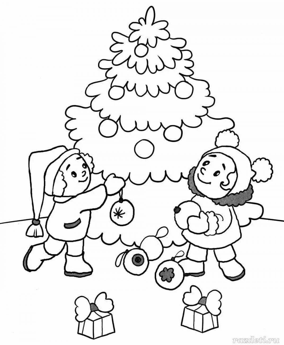 Large Christmas coloring book for children 6-7 years old