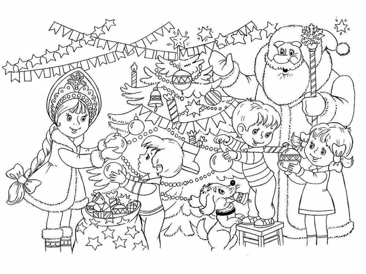 Relaxing Christmas coloring book for kids 6-7 years old