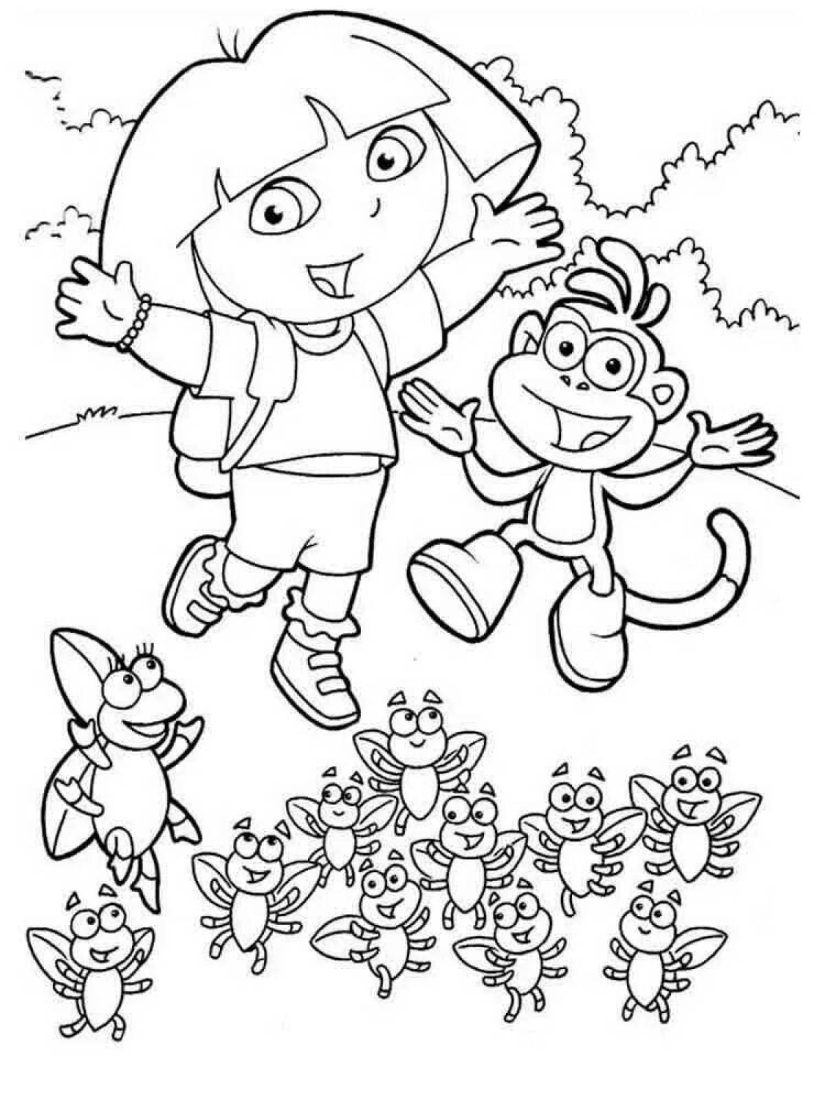 Glowing dora coloring page