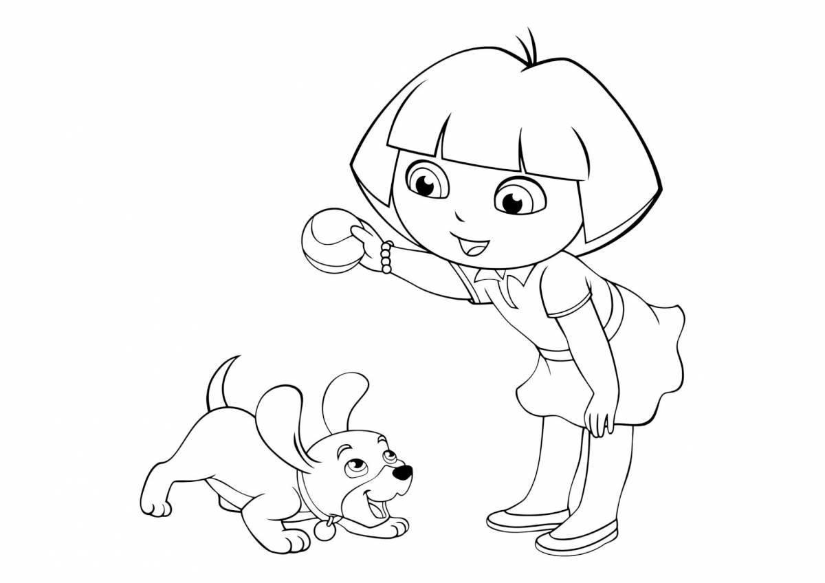 Glittering dora coloring page