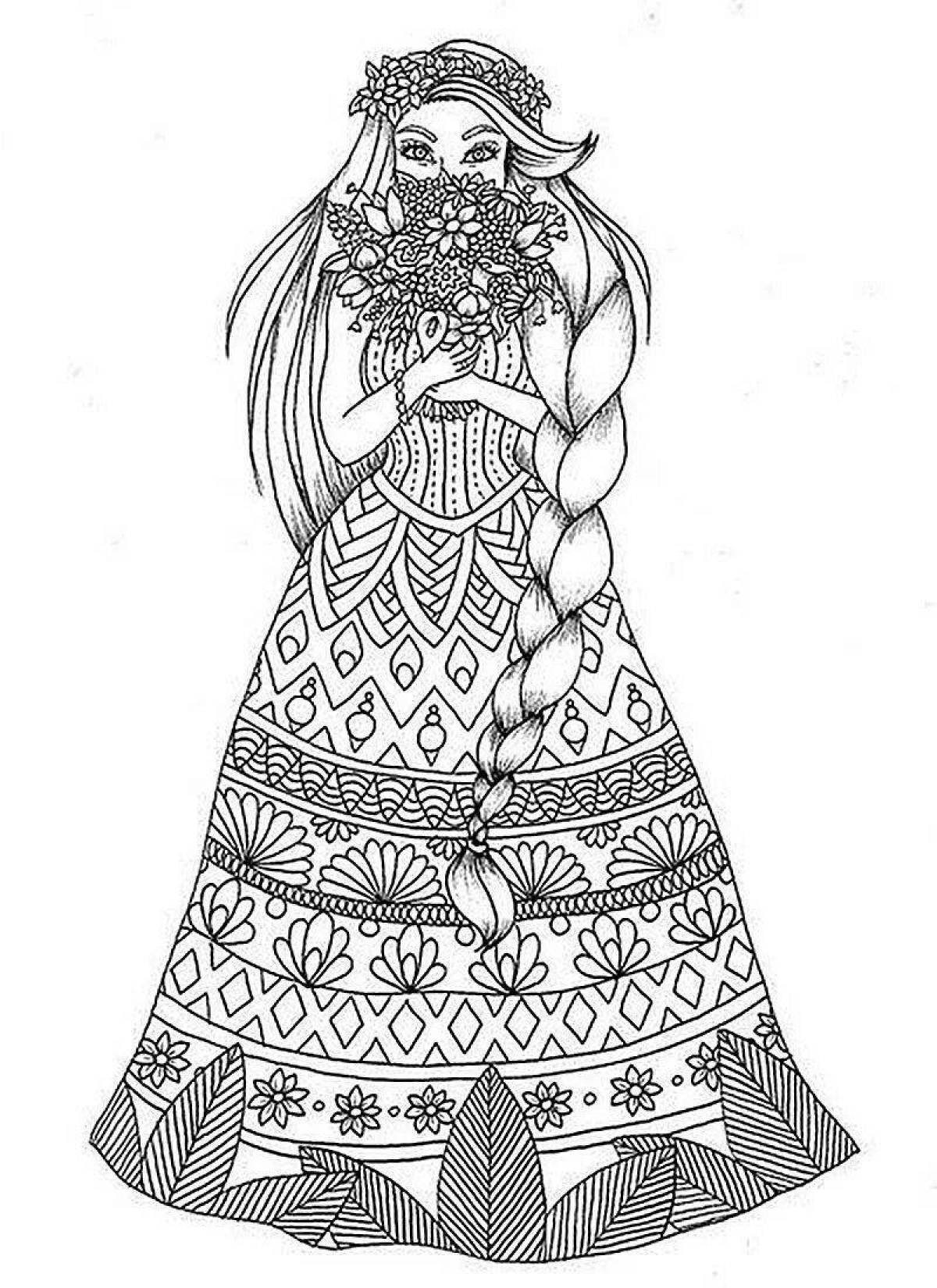 Radiant coloring page antistress girl