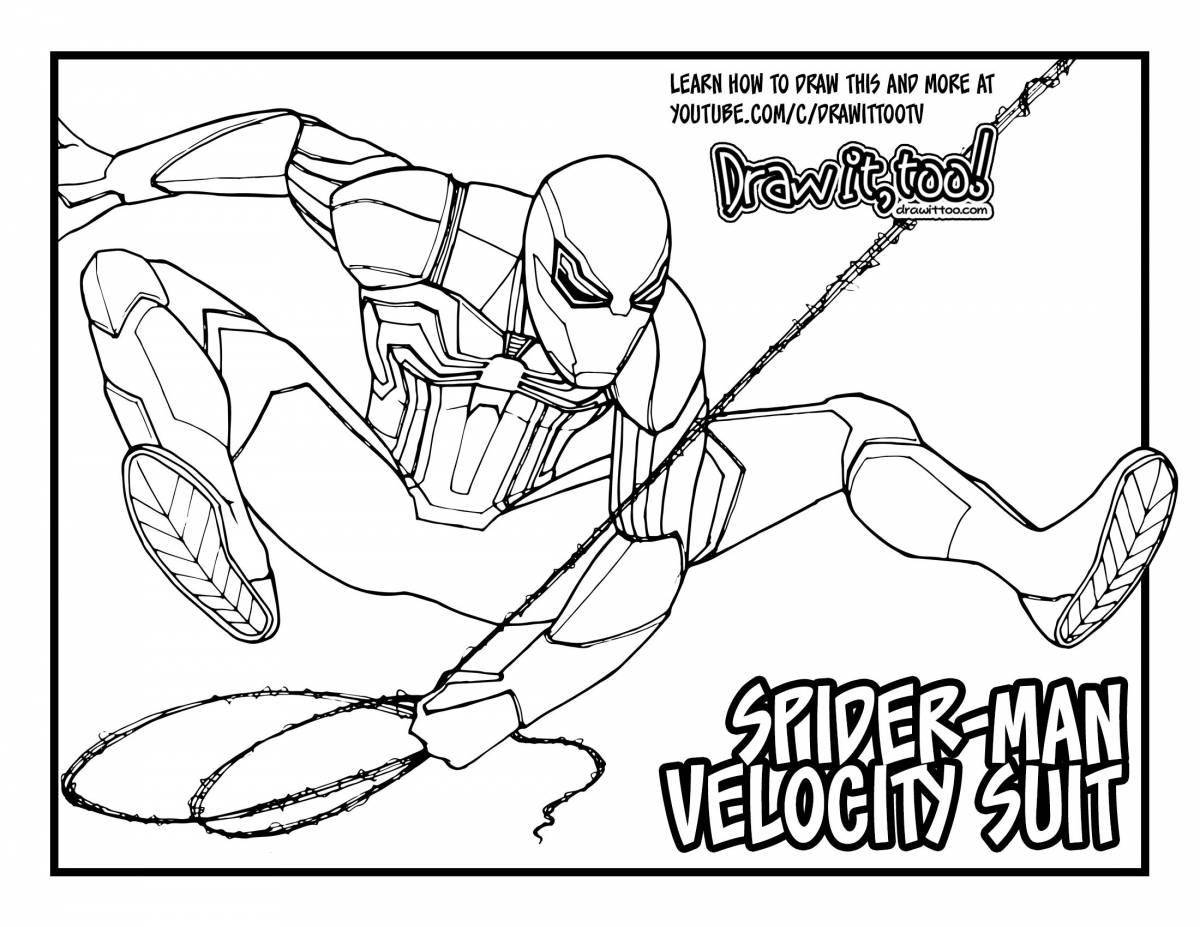 Glorious iron spider coloring page