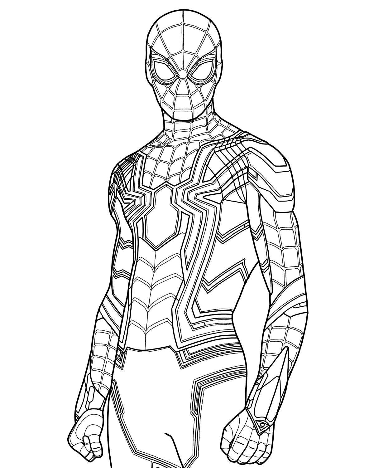 Shiny iron spider coloring page