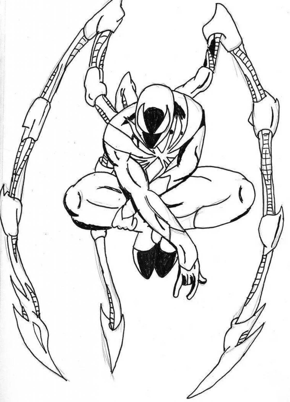 Shiny iron spider coloring book
