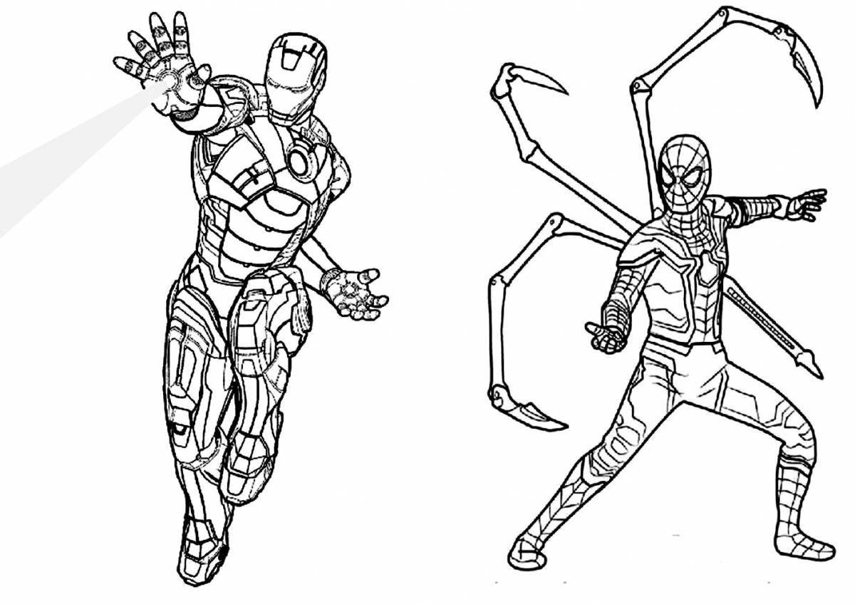 Dazzling iron spider coloring page