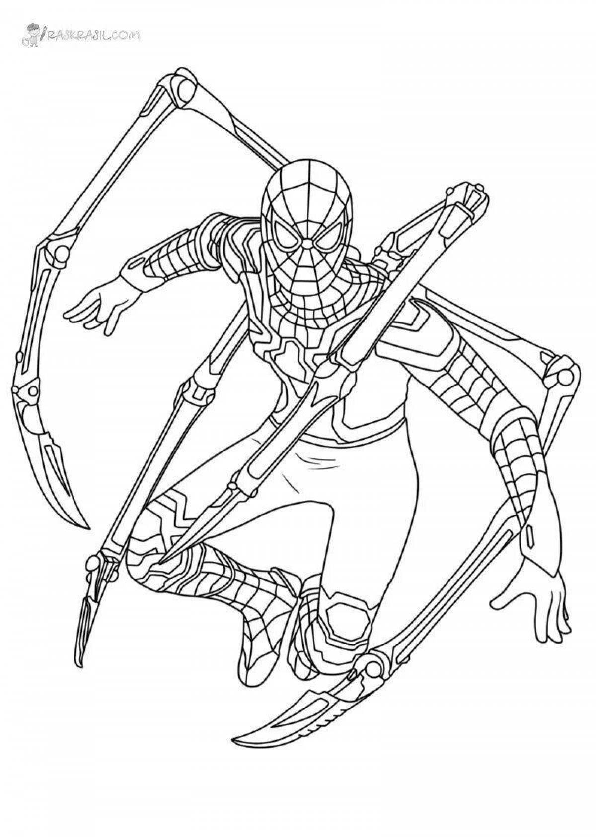Exquisite iron spider coloring page