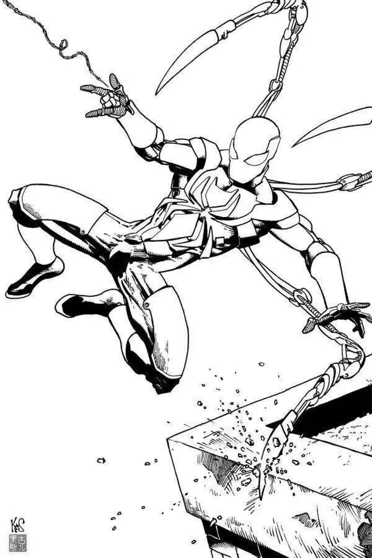 Sophisticated iron spider coloring page