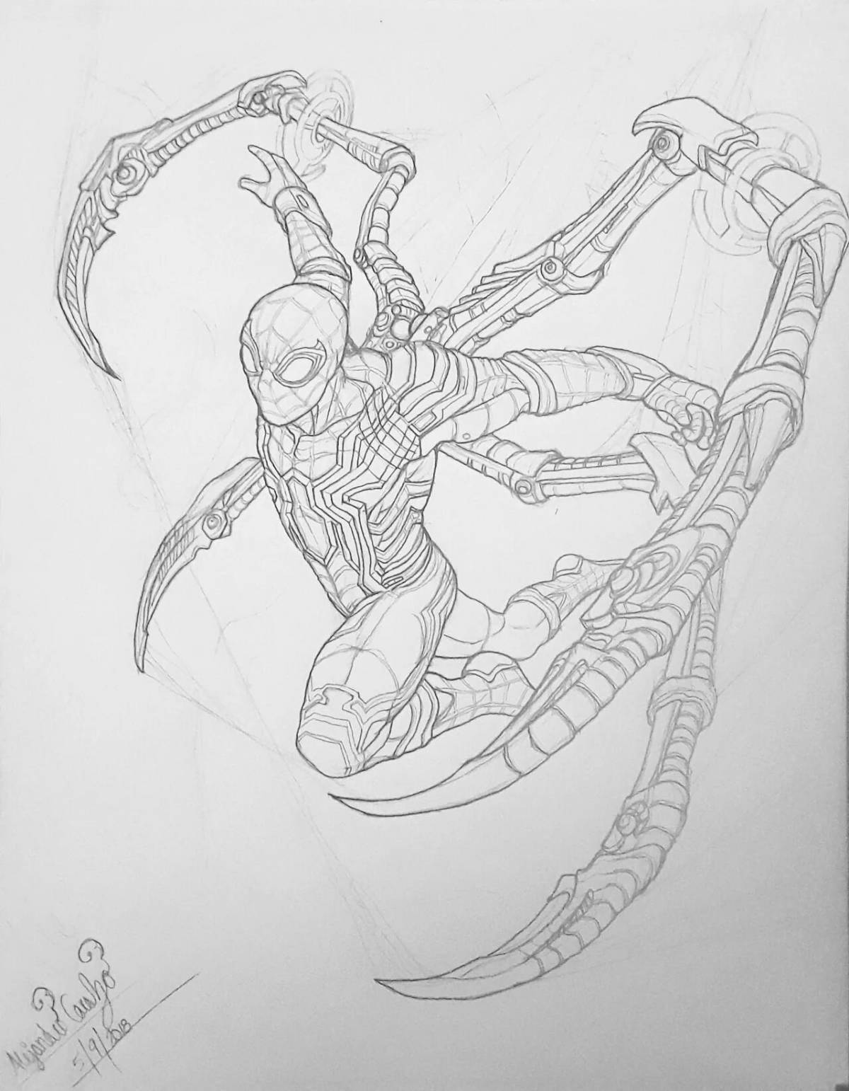 Coloring page elegant iron spider