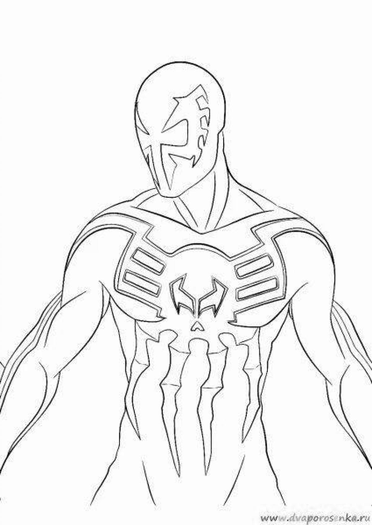 Playful iron spider coloring page