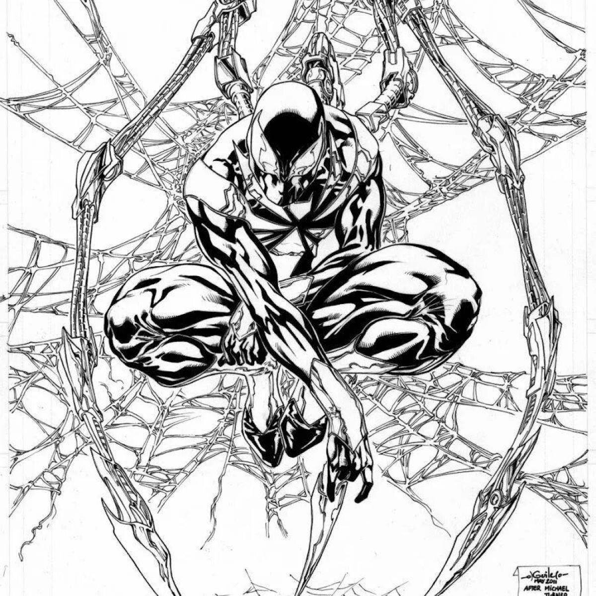 Funny iron spider coloring book