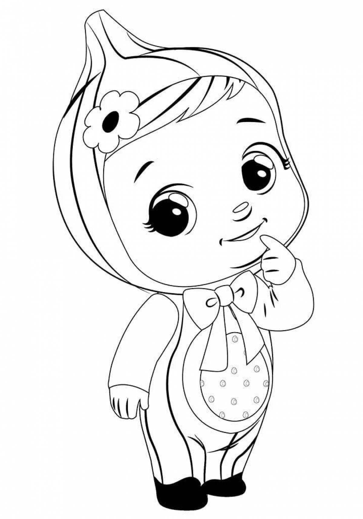 Colorful crying baby coloring page