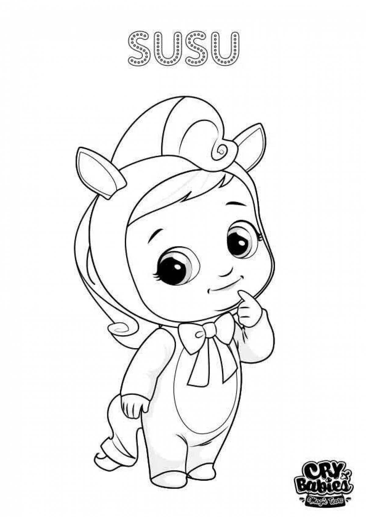 Coloring pages joyful crying babies
