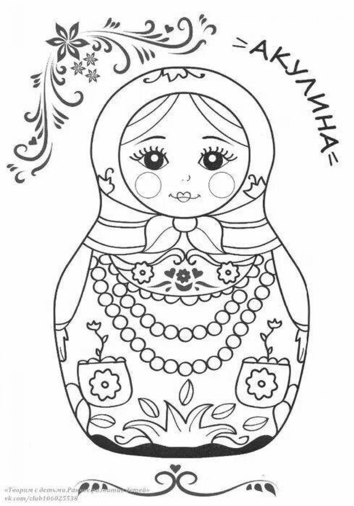 Coloring book stylish matryoshka