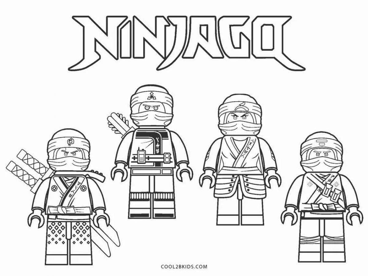 An animated lego ninja coloring page