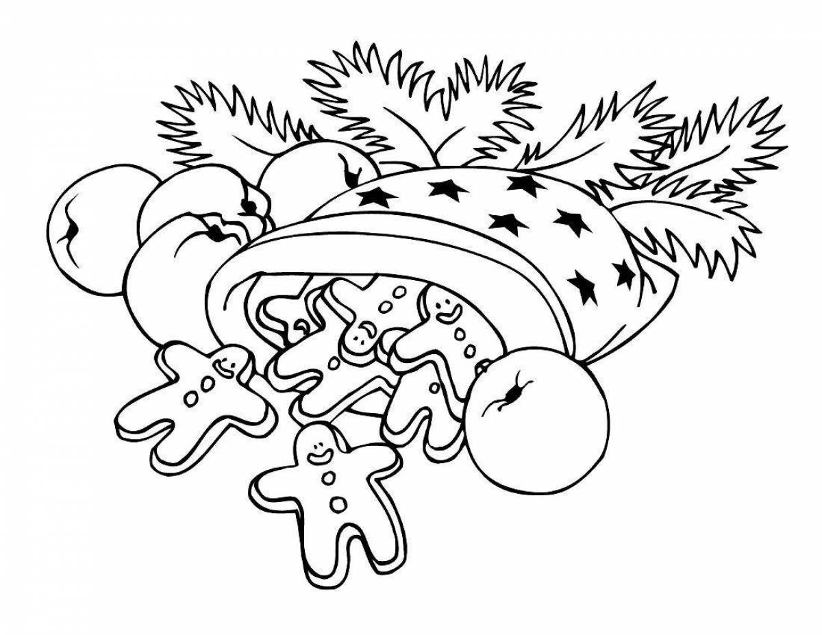 Bright gingerbread Christmas coloring pages
