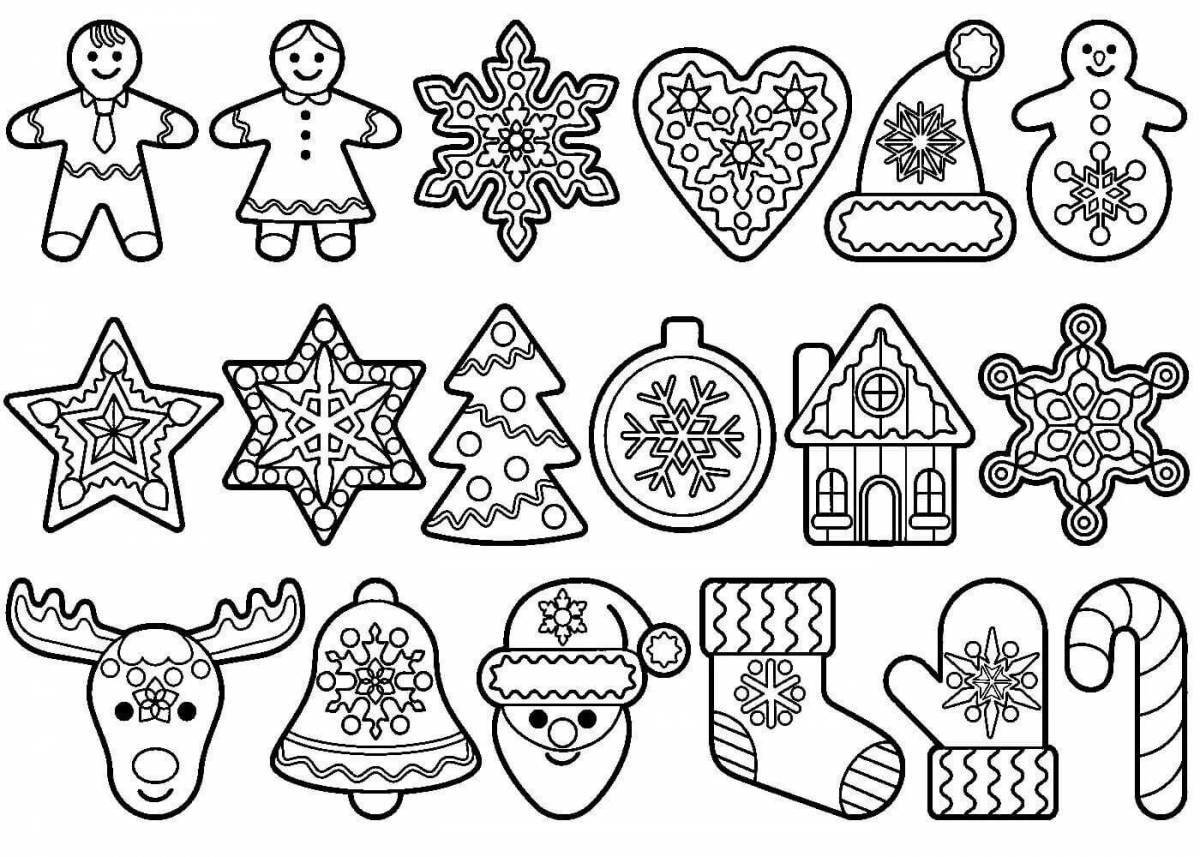 Sparkling Gingerbread Christmas Coloring Page