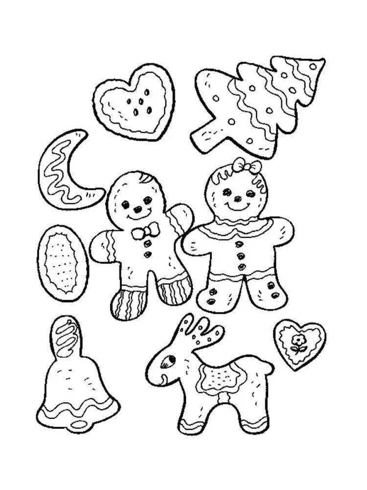 Attractive gingerbread Christmas coloring book