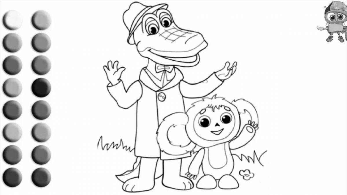 Cheburashka and crocodile gene coloring