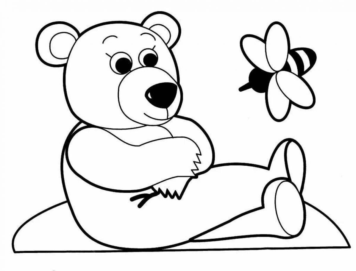 Playful coloring bear for children 3-4 years old