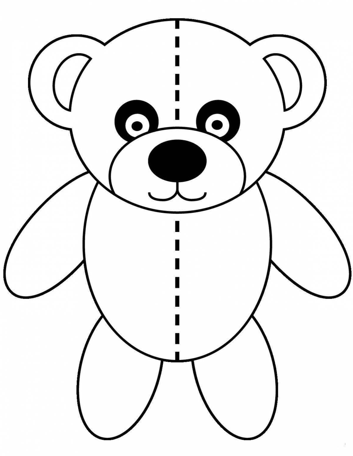 Милый медвежонок-раскраска для детей 3-4 лет