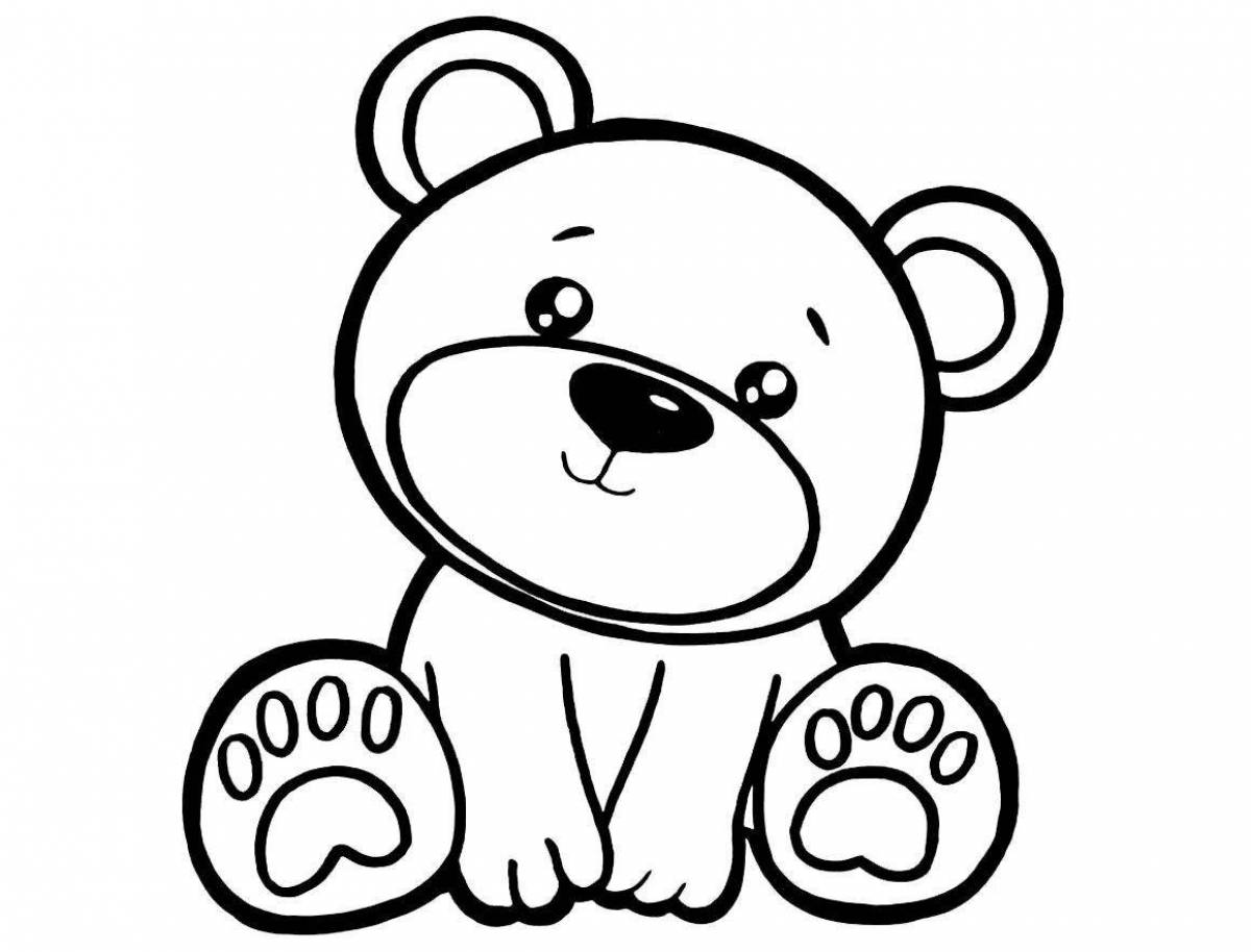 Радостный медвежонок-раскраска для детей 3-4 лет