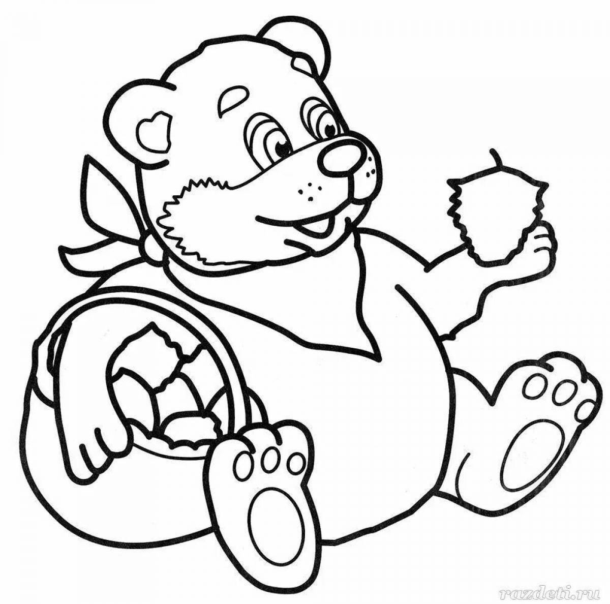 Color coloring bear for children 3-4 years old