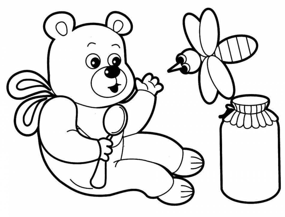 Color coloring bear for children 3-4 years old